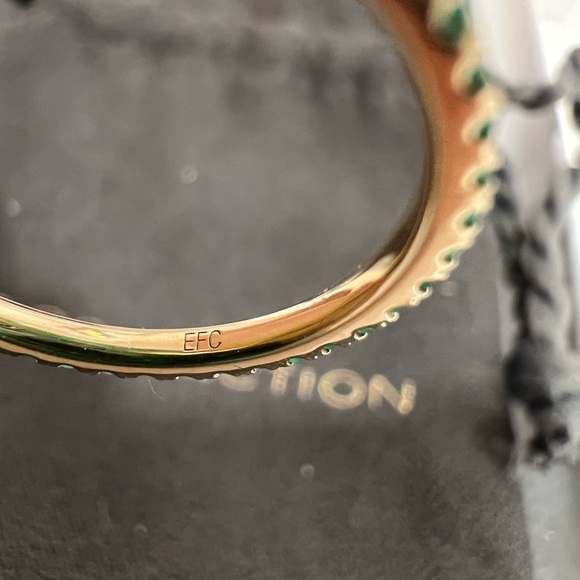 EF Collection 14K Yellow Gold Emerald Eternity Stacking Ring - Picture 5 of 12